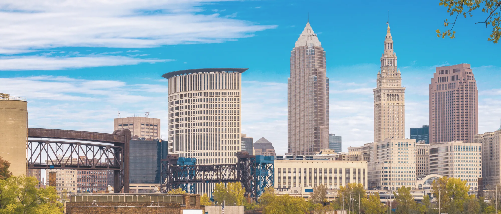 The downtown Cleveland skyline